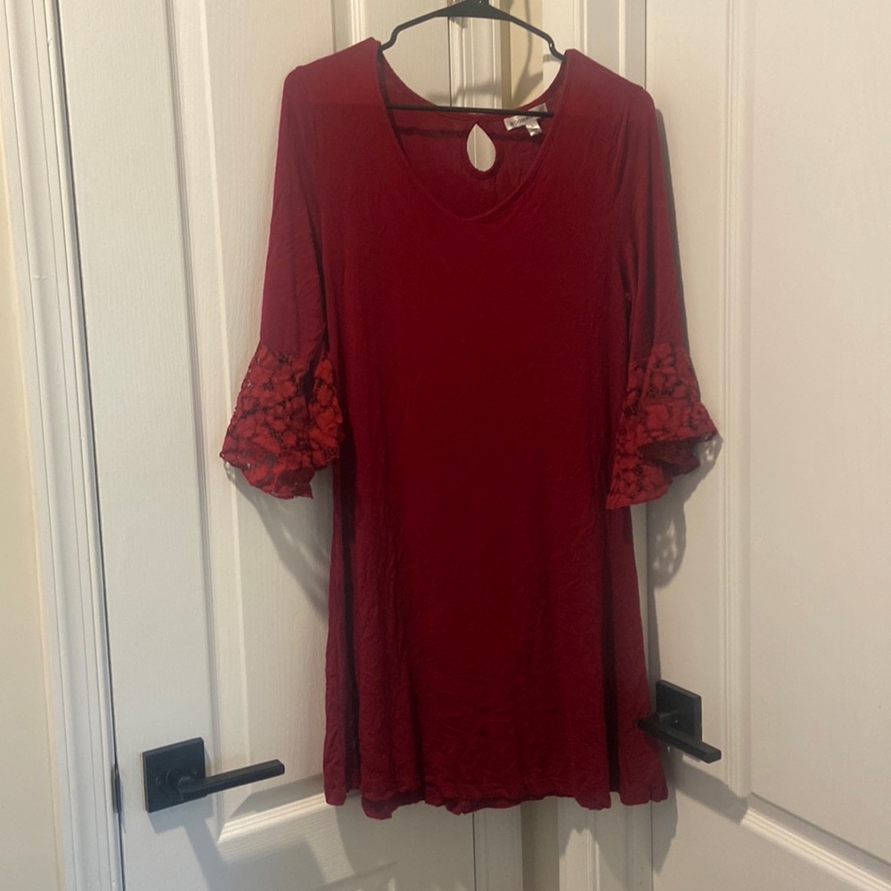 Red half sleeve dress